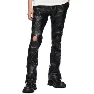 100% Genuine Lambskin Leather Pants for Men in Classic Black