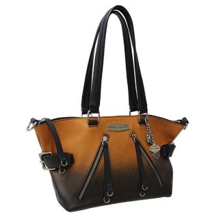HARLEY-DAVIDSON® WOMEN'S OMBRÉ SATCHEL HANDBAG | ORANGE-INTO-BLACK | TWO SHOULDER STRAP OPTIONS - OL1402L-ORGBLK