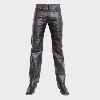 Brown Leather Jeans for Men