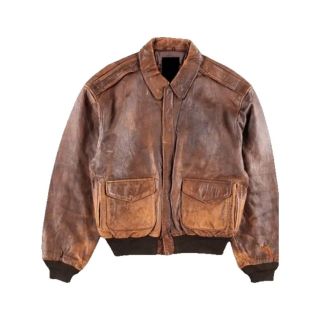 A2 Flight Vintage Style Military Brown Leather Jacket