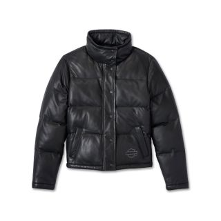Womens Blacked Out Leather Puffer
