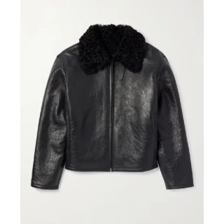 Acne Studios Shearling Trimmed Cracked Leather Jacket