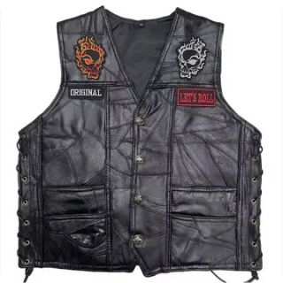 American Eagle Embroidered Biker Style Mens Motorcycle Concealed Carry Leather Vest
