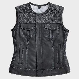 Women's Club Style Motorcycle Leather Vest