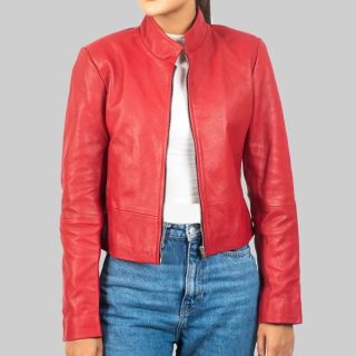 Audrey Women’s Red Leather Jacket
