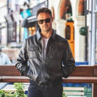 Aviator Leather Jacket Airborn Black