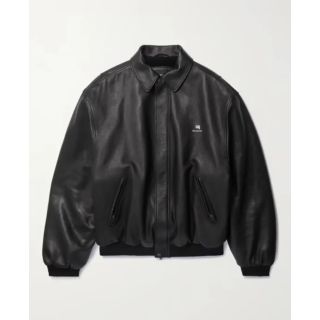 Balenciaga Logo Embroidered Leather Blouson Jacket