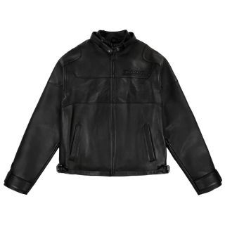 AVIREX Men's Black-Out Leather Racing Jacket
