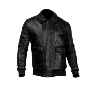 Black Bomber Real Sheepskin Leather Jacket