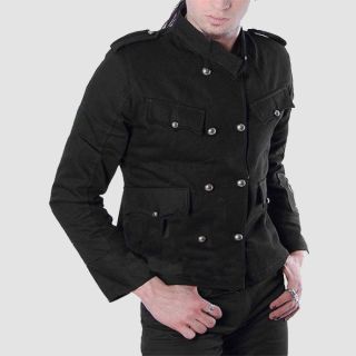 Black Cotton Gothic Military Style Jacket
