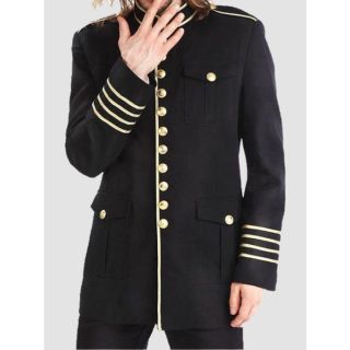 Black Gothic Military Uniform Jacket For Men