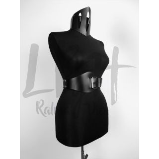 Black Leather Asymmetric Waist Harness Belt