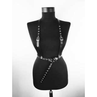 Black Leather Braces Harness Belt 