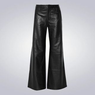 Black Leather Classic Bell Bottom for Women 