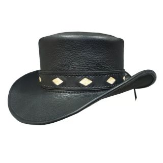 Black Leather Cowboy Hat
