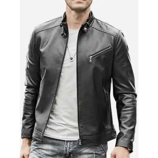 BLACK LEATHER FASHION MENS JACKET