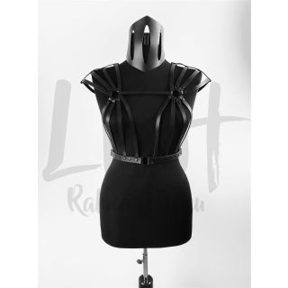 Black Leather Harness - Fashion Body Accessory
