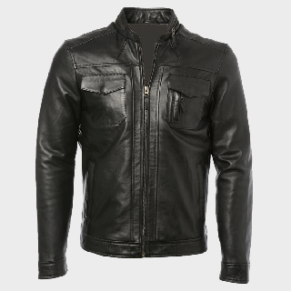  Mens  Black Leather Jacket