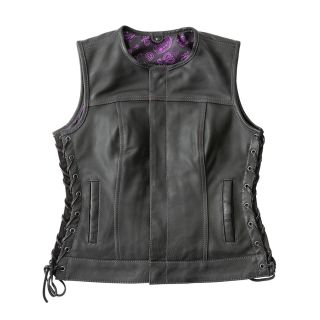 Black Leather Womens Motorcycle Vest