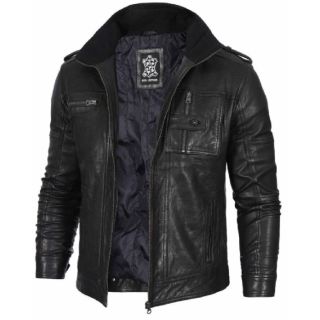 Black Mens Racer Leather Jacket