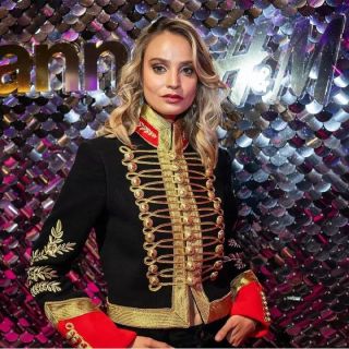 Black Military Jacket Gold Embroidery Womens Regal Blazer