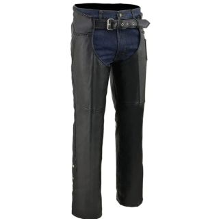 Black Premium Leather Chaps With Coin Pocket