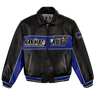 AVIREX SPIDER RACER LEATHER JACKET MENS BLACK
