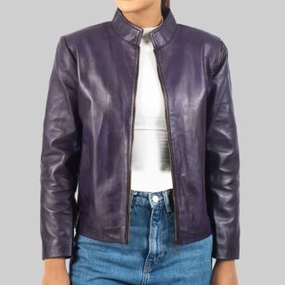 Brandy Women’s Vintage Purple Leather Jacket
