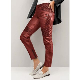 Carrier Burnt Red Leather Pants