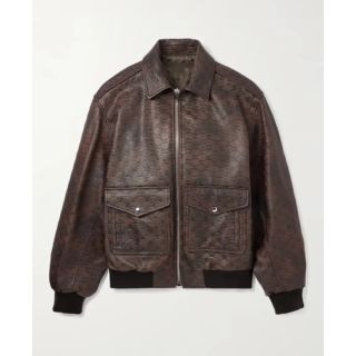 Celine Homme Logo Debossed Leather Jacket