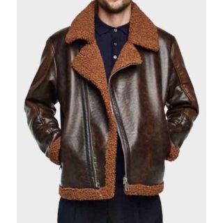 Chan MenGÇÖs Dark Brown Shearling Leather Jacket