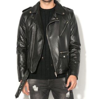 CLASSIC BIKER LEATHER JACKET FOR MENS