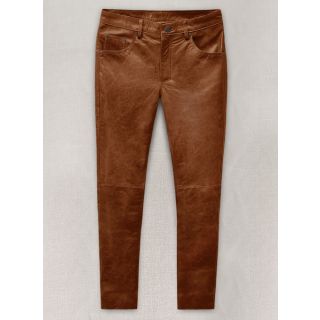 Cognac Leather Pants - Jeans Style