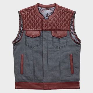 Men's Club Style Leather Denim Vest
