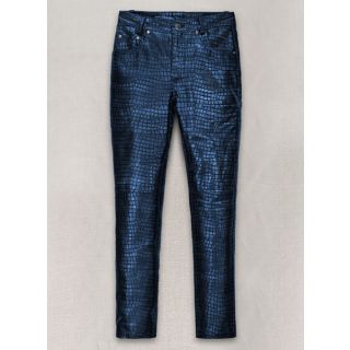 Croc Metallic Blue Leather Pants - Jeans Style