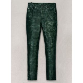 Croc Metallic Green Leather Pants - Jeans Style