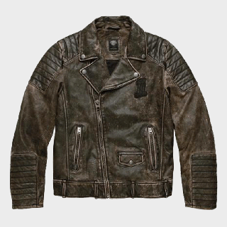DISTRESSED HARLEY DAVIDSON LEATHER BIKER JACKET