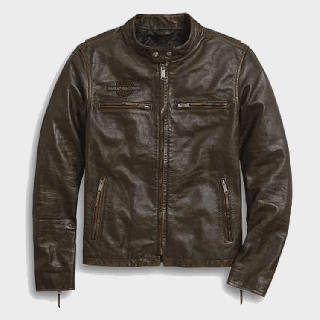 DISTRESSED HARLEY DAVIDSON PRINT LEATHER JACKET