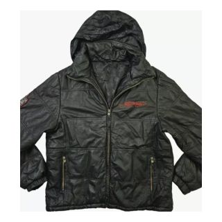 ED Hardy Love Kills Slowly Hood Leather Jacket