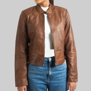 Evelyn WomenGÇÖs Brown Distressed Leather Jacket