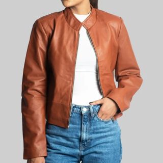 Fannie WomenGÇÖs Brown Leather Jacket