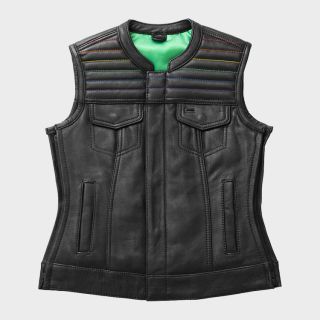 Women Club Style Motorcycle Leather Vest