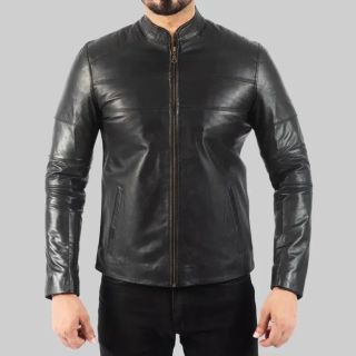 Gary MenGÇÖs Black Leather Biker Jacket