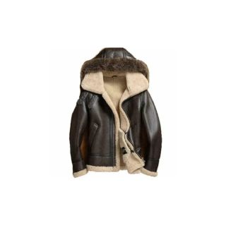 Genuine Sheepskin Shearling Detachable Hooded B3 Flight Jacket