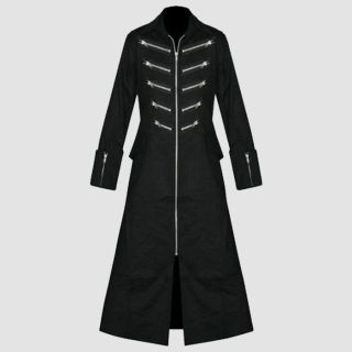 Gothic Trench Coat Mens Living Dead Zipper