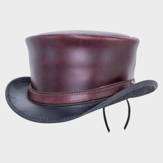 Hampton NAPA VINO Leather Steampunk Classic Biker Motorcycle Top Hat