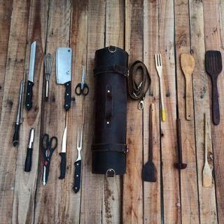 Handmade Leather Knife Roll Bag