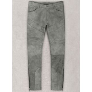 Harbor Gray Leather Biker Jeans 