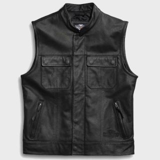 Harley-Davidson Men's Leather Vest Foster Reflective
