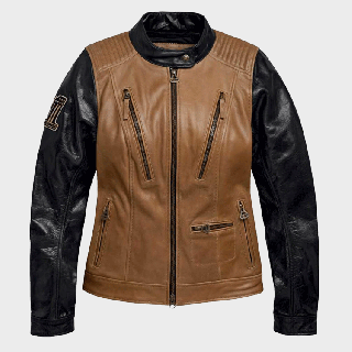 Harley-Davidson Womens Arterial Colorblocked Buffalo Leather Jacket